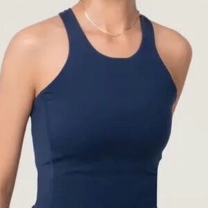 Allbirds Natural Run Form Cropped Tank Top Bra Navy Blue Training Workout Walk